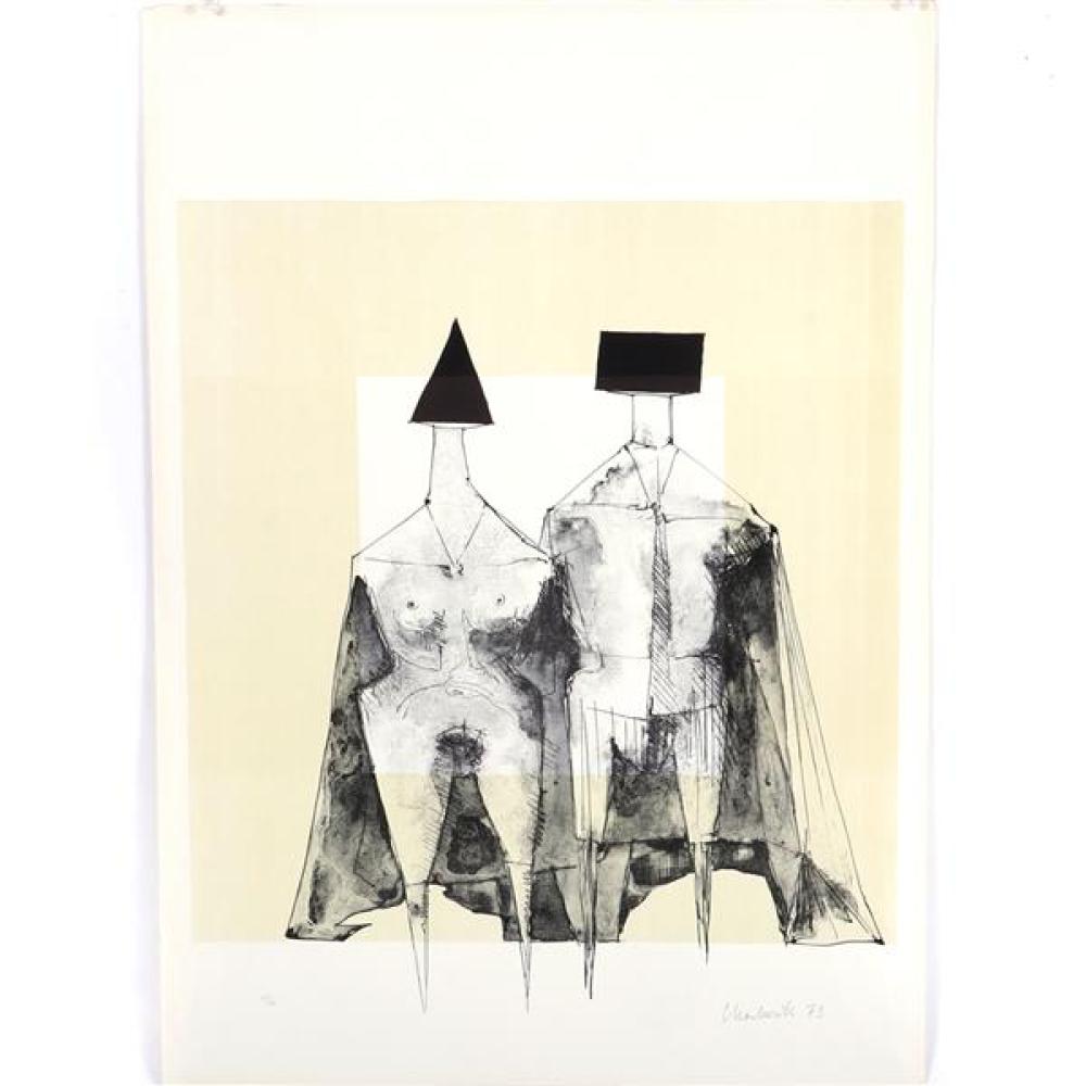 Appraisal: LYNN RUSSELL CHADWICK BRITISH - TWO FIGURES LITHOGRAPH H X