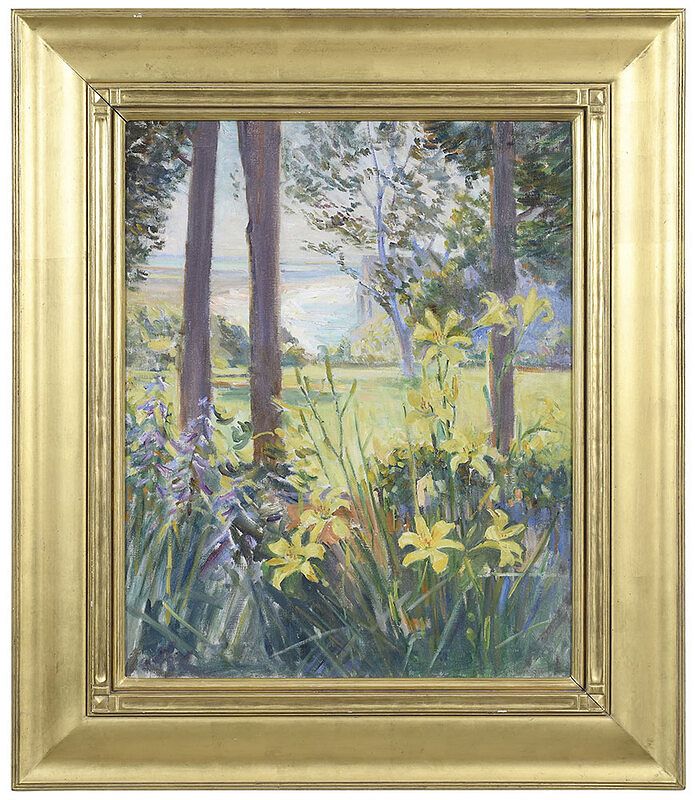 Appraisal: Helena Sturtevant Rhode Island - Landscape with Yellow Lilies signed