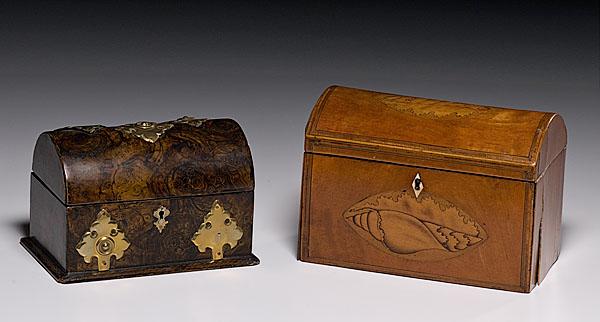 Appraisal: TWO DOME TOP ENGLISH TEA CADDIES early to mid- th