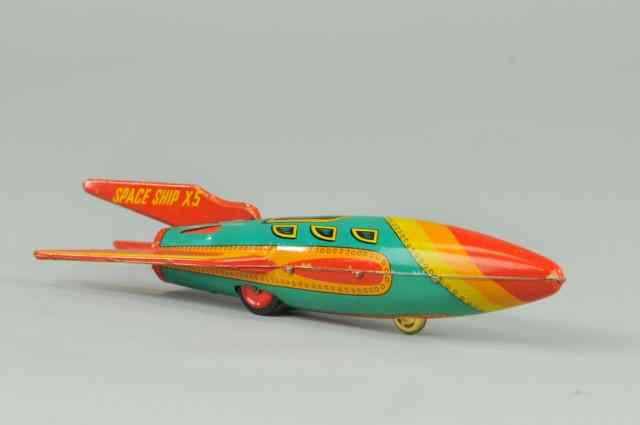 Appraisal: SPACE SHIP NO X- TOY Japan Modern Toys lithographed tin