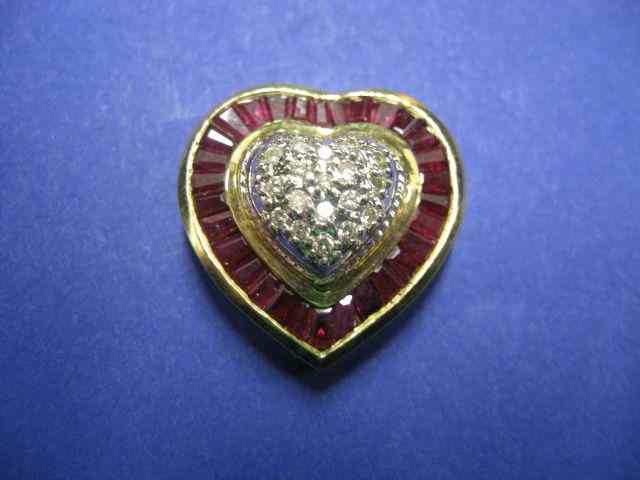 Appraisal: Ruby Diamond Heart Pendant diamonds totaling carat rubies totaling carats