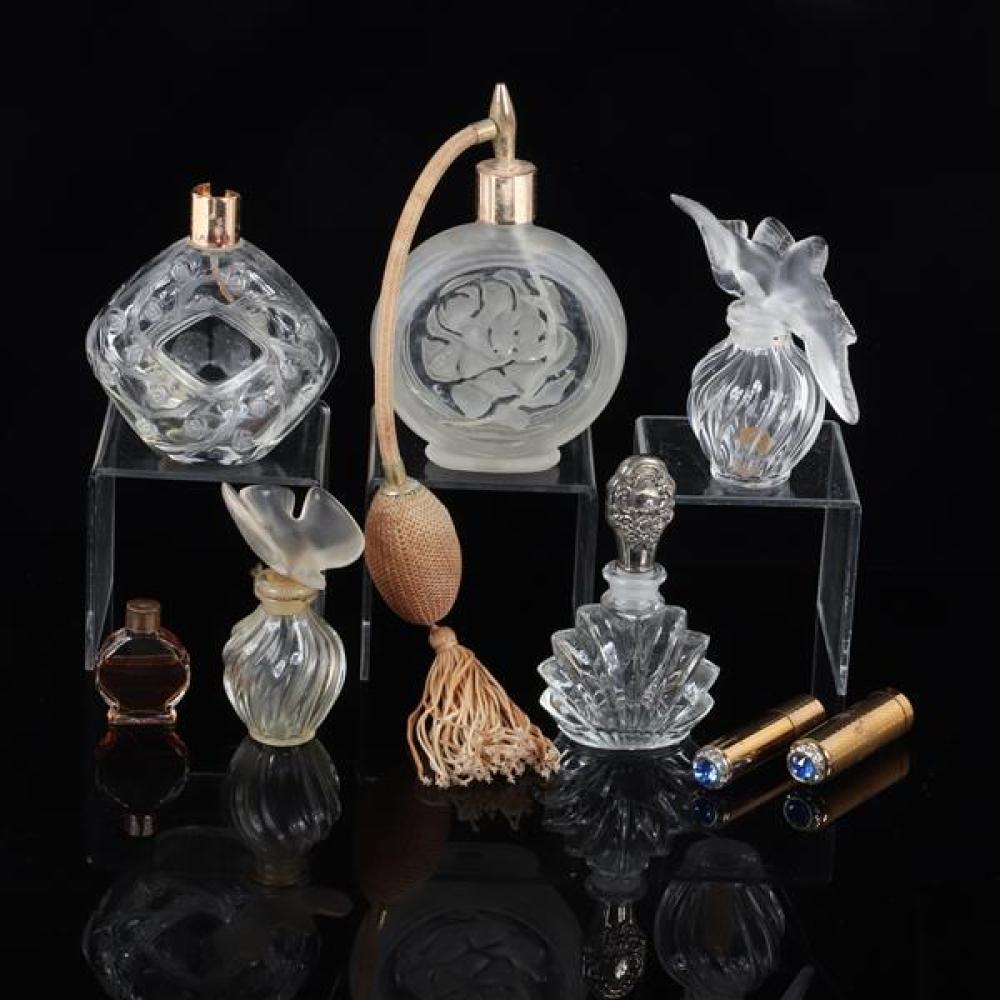 Appraisal: COLLECTION OF VINTAGE SCENT BOTTLES AND CRYSTAL ATOMIZER INCLUDING LALIQUE