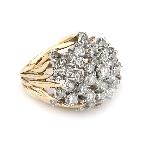 Appraisal: A diamond and k gold branch cluster ring estimated total