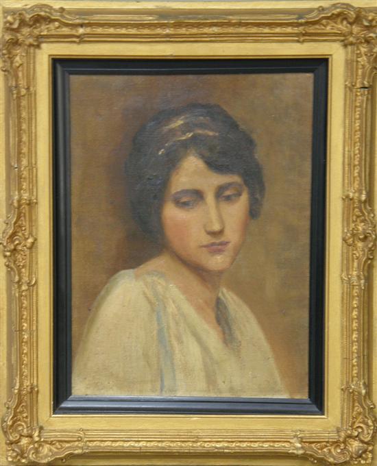 Appraisal: th century oil on canvas portrait of a young girl