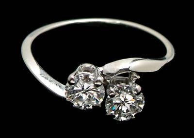 Appraisal: Lady s diamond bypass ring two round brilliant cut diamonds