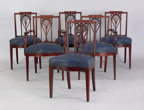 Appraisal: Set of six Philadelphia carved mahogany balloon back dining chairs