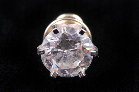 Appraisal: DIAMOND STUD EARRING Brilliant-cut round diamond weighing approx ct in