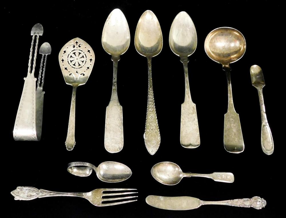 Appraisal: SILVER Eleven pieces of misc flatware and serving ware th