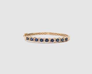 Appraisal: K Yellow Gold Sapphire and Diamond Bangle Bracelet K Yellow