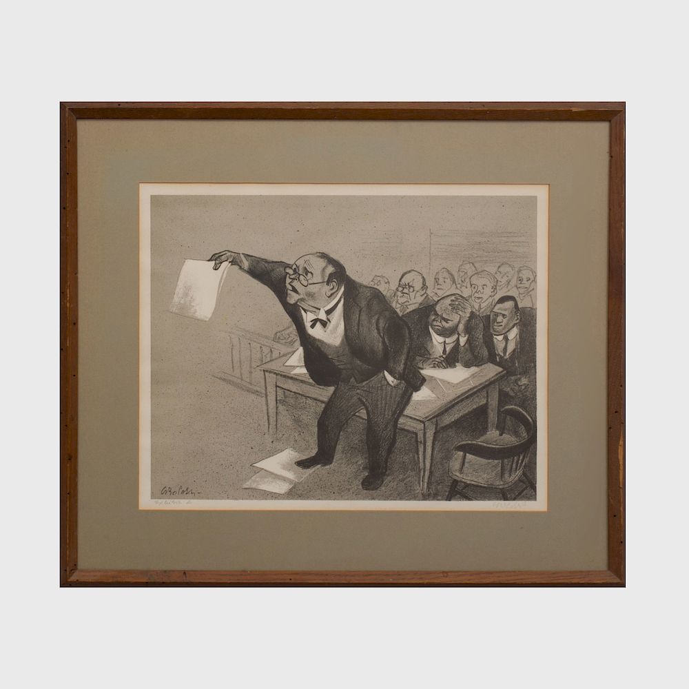 Appraisal: William Gropper - Exhibit A Lithograph in black on wove