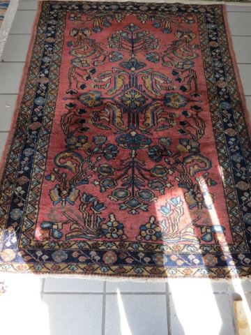 Appraisal: Lilihan Persian Handmade Rug floral on salmon ' X '