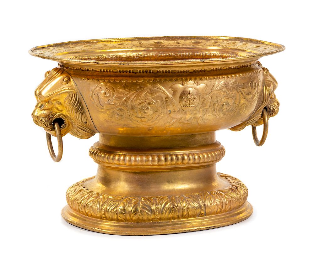 Appraisal: A Large Gilt Metal Jardiniere A Large Gilt Metal Jardiniere