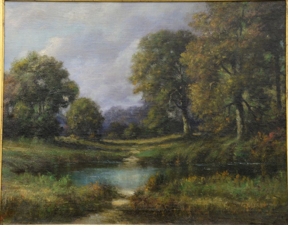 Appraisal: George Harvey American - Landscape with a Pond oil on