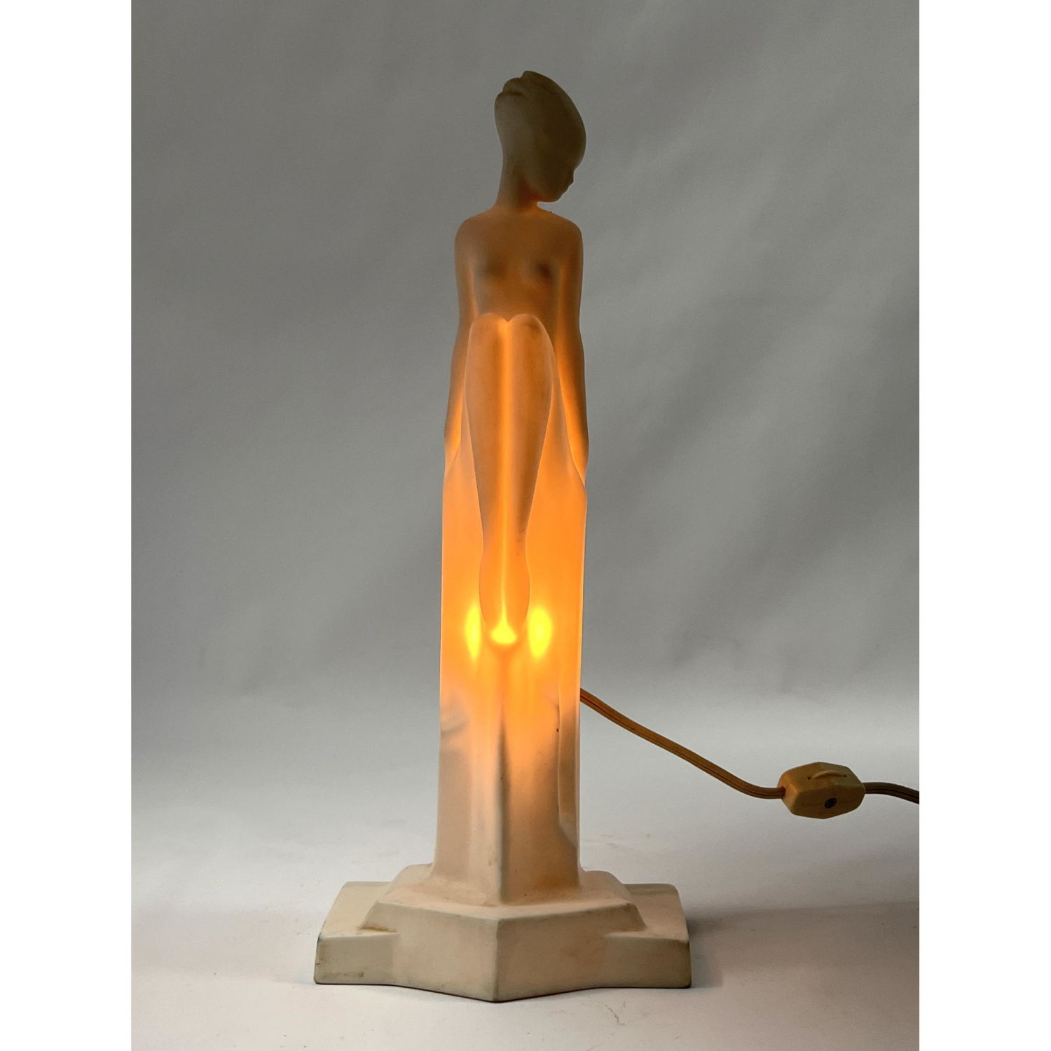 Appraisal: LENOX Art Deco Lamp Nude Female Sitting Lenox c Great