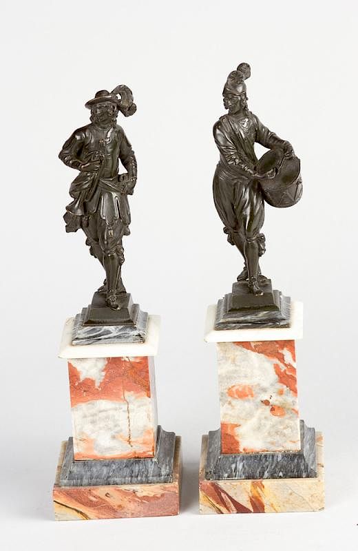 Appraisal: A pair of North Italian bronze scultpures A pair of