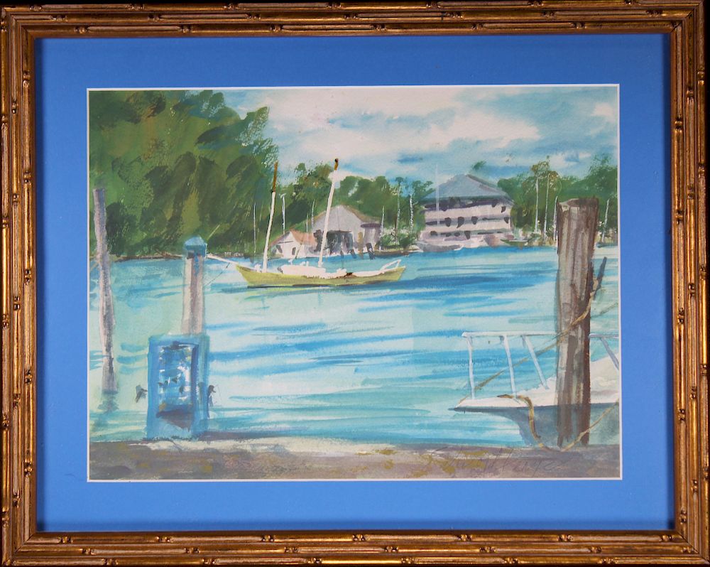 Appraisal: Signed American School Watercolor of Harbor Scene Signed American School