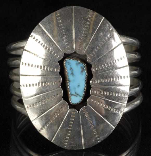 Appraisal: Native American Indian Navajo Cuff Bracelet Description Artist signed Condition