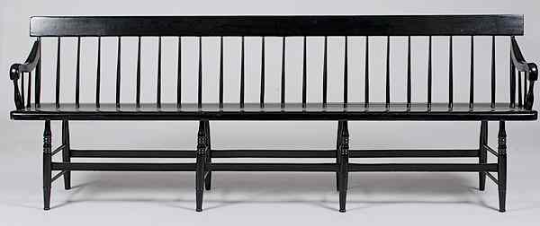 Appraisal: Windsor Settle Bench American a Windsor bench in mixed hardwoods