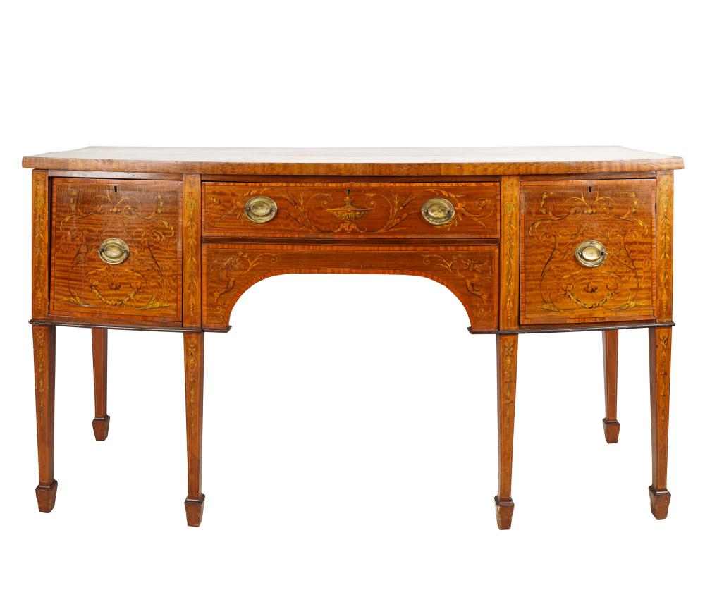 Appraisal: ENGLISH MARQUETRY SIDEBOARD th century having three drawers Condition heavy