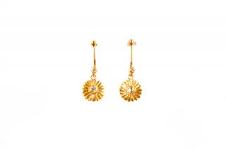 Appraisal: k Yellow Gold Diamond Flower Earrings A pair of k