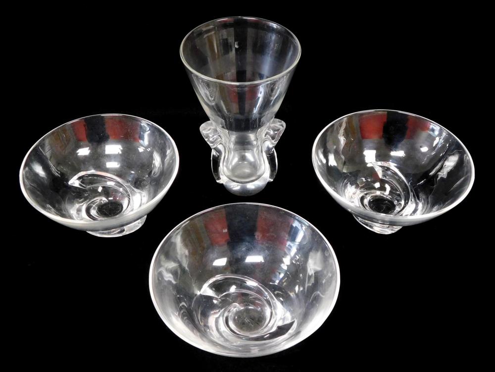 Appraisal: GLASS Steuben crystal holloware four pieces all signed including tall