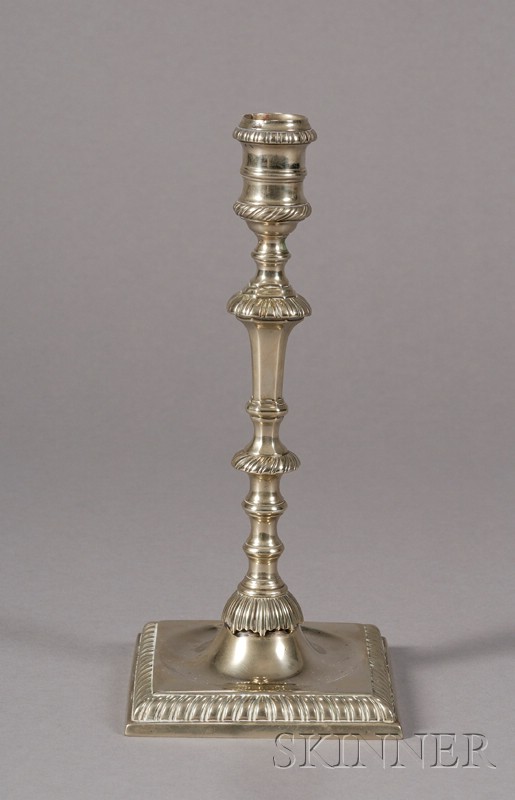 Appraisal: Paktong Candlestick England c baluster shaft on a square base