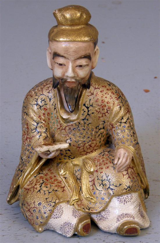 Appraisal: Japanese Satsuma figure of a seated bearded scholar his robe