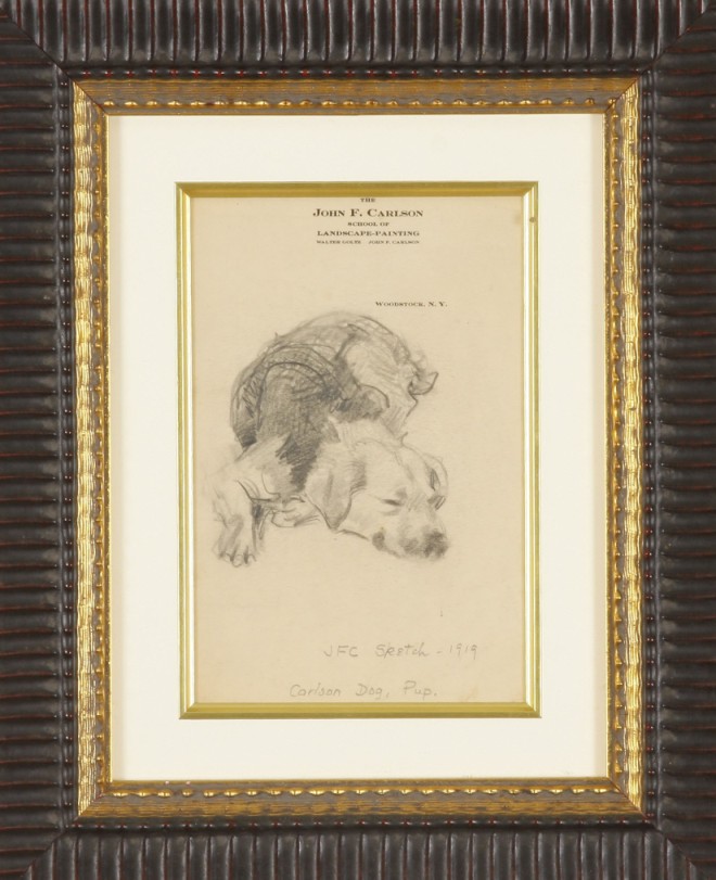 Appraisal: John F Carlson Sketch of artist's dog graphite on Carlon's