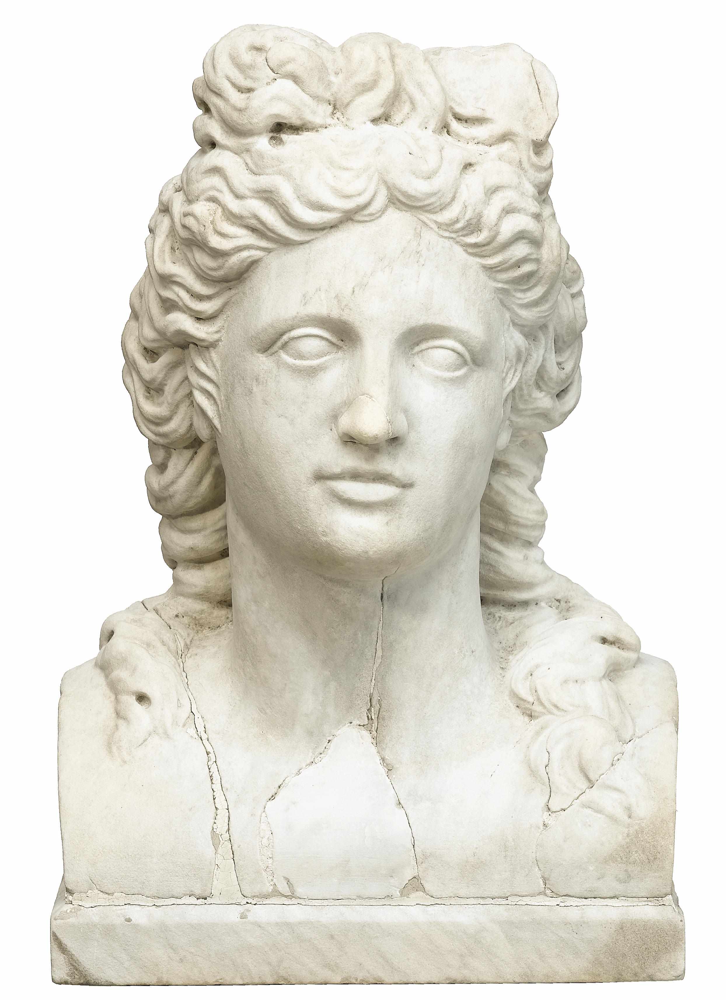 Appraisal: An Italian carved marble bust of Apollo th th century