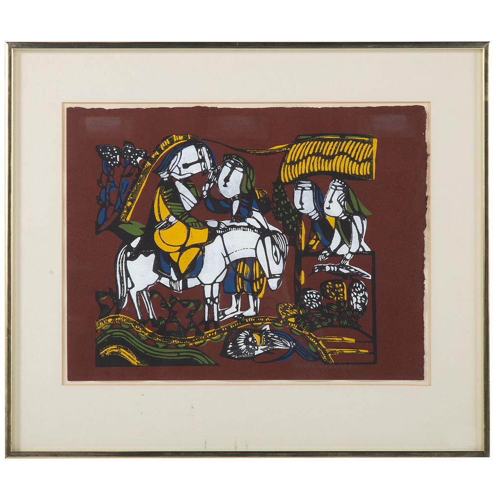 Appraisal: Sadao Watanabe Flight Into Egypt Japanese - Color woodcut pencil