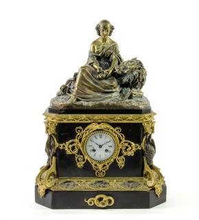 Appraisal: A NAPOLEON III GILT AND PATINATED BRONZE MOUNTED FIGURAL MANTEL