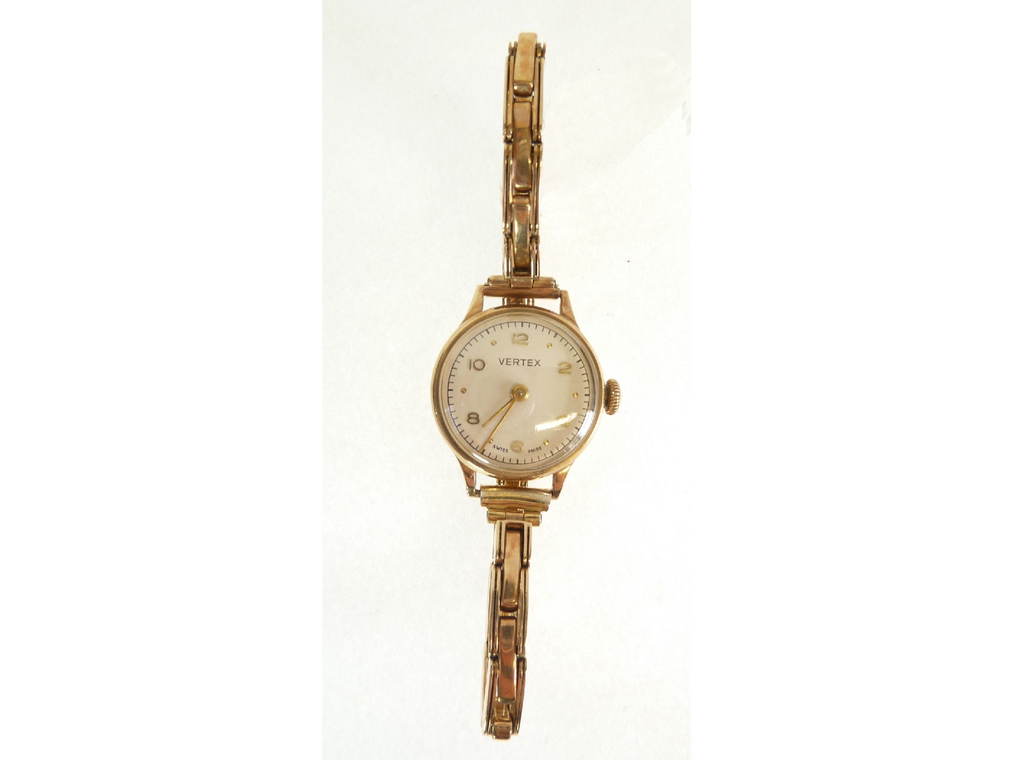 Appraisal: LADY'S VERTEX GOLD CASED WRIST WATCH mechanical movement with silvered