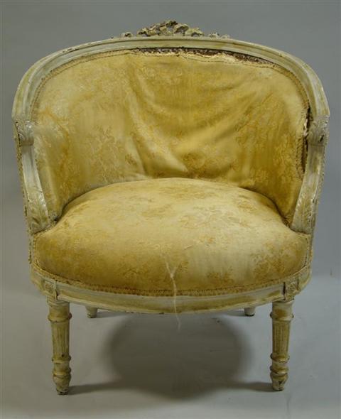 Appraisal: LOUIS XV STYLE PAINTED BERGERE Late th Early th the