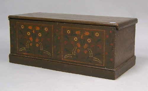 Appraisal: Painted pine diminutive blanket chest th c retaining an early