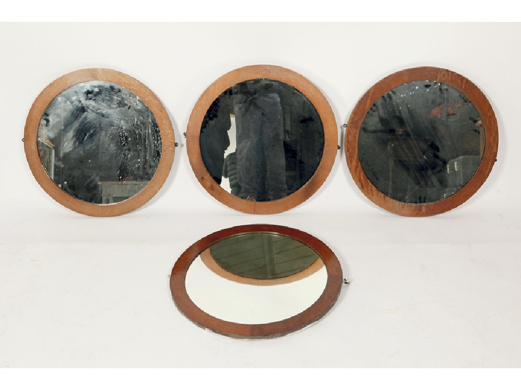 Appraisal: HEALS A PAIR OF LIGHT OAK WALL MIRRORS with circular