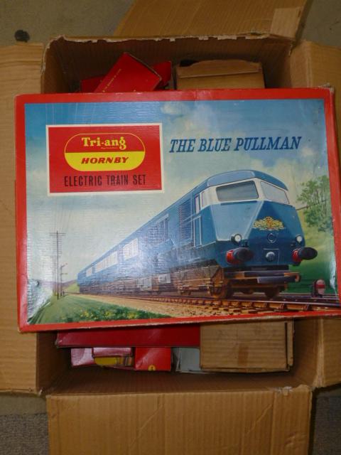 Appraisal: Playworn trains and accessories by Triang including blue Pullman train