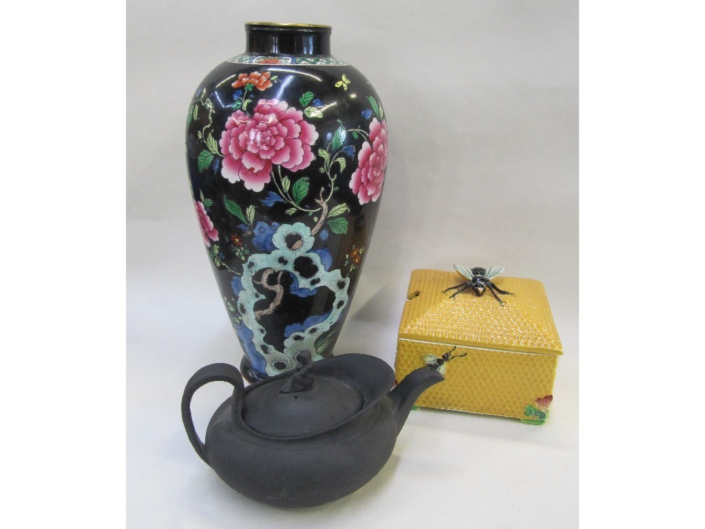 Appraisal: Crown Devon honey box Wedgwood basalt 'Widow' teapot and a