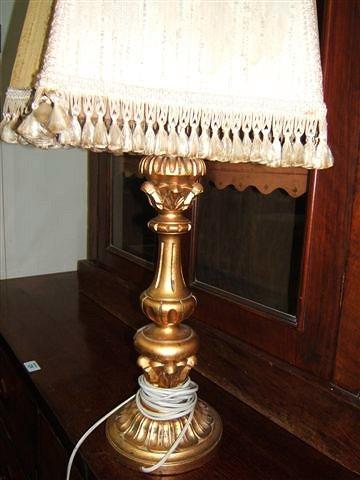 Appraisal: A gilt pine table lamp high