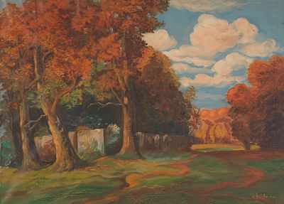 Appraisal: Joseph P Gaugler American b Autumn landscape Oil on canvas