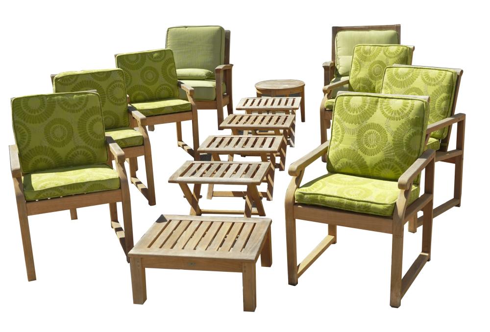 Appraisal: SET OF TEAK PATIO FURNITUREKingsley-Bate comprising two club chairs inches