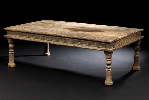 Appraisal: Indian Teak Low Table th century the planked and pegged