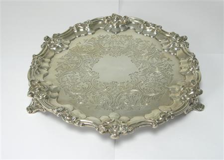 Appraisal: A VIctorian small silver salver London of shaped circular form