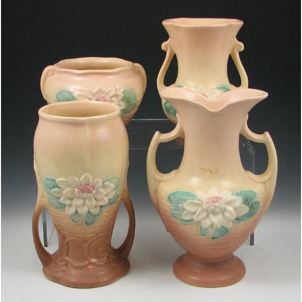 Appraisal: Hull Water Lily - Vases Jardiniere Lot of four Water