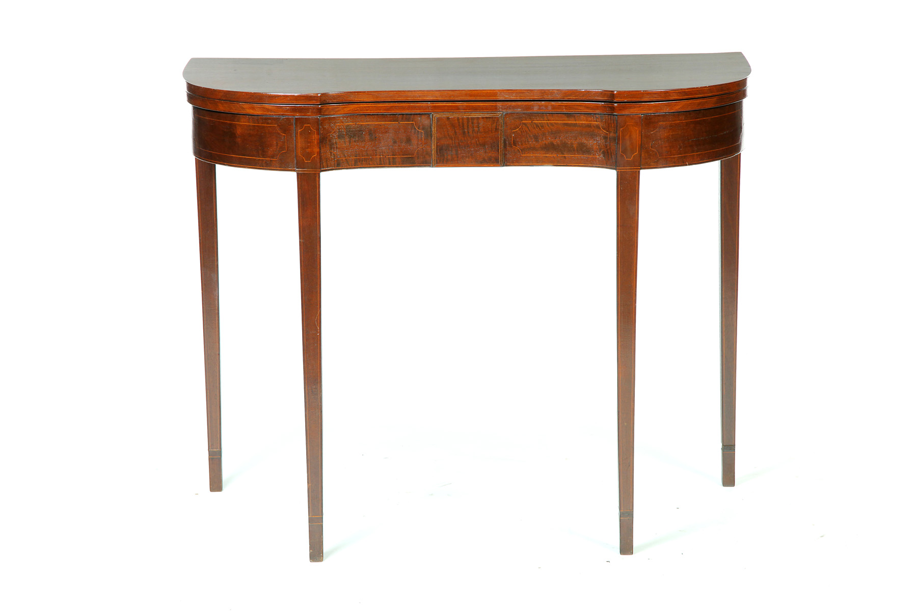 Appraisal: AMERICAN HEPPLEWHITE INLAID CARD TABLE Late th-early th century mahogany