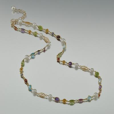 Appraisal: A Designer Necklace With Gemstones and Pearls by Linda Bergman