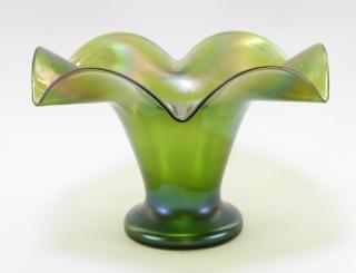 Appraisal: LG Loetz Iridescent Art Glass Ruffled Compote AUSTRIA EARLY TH