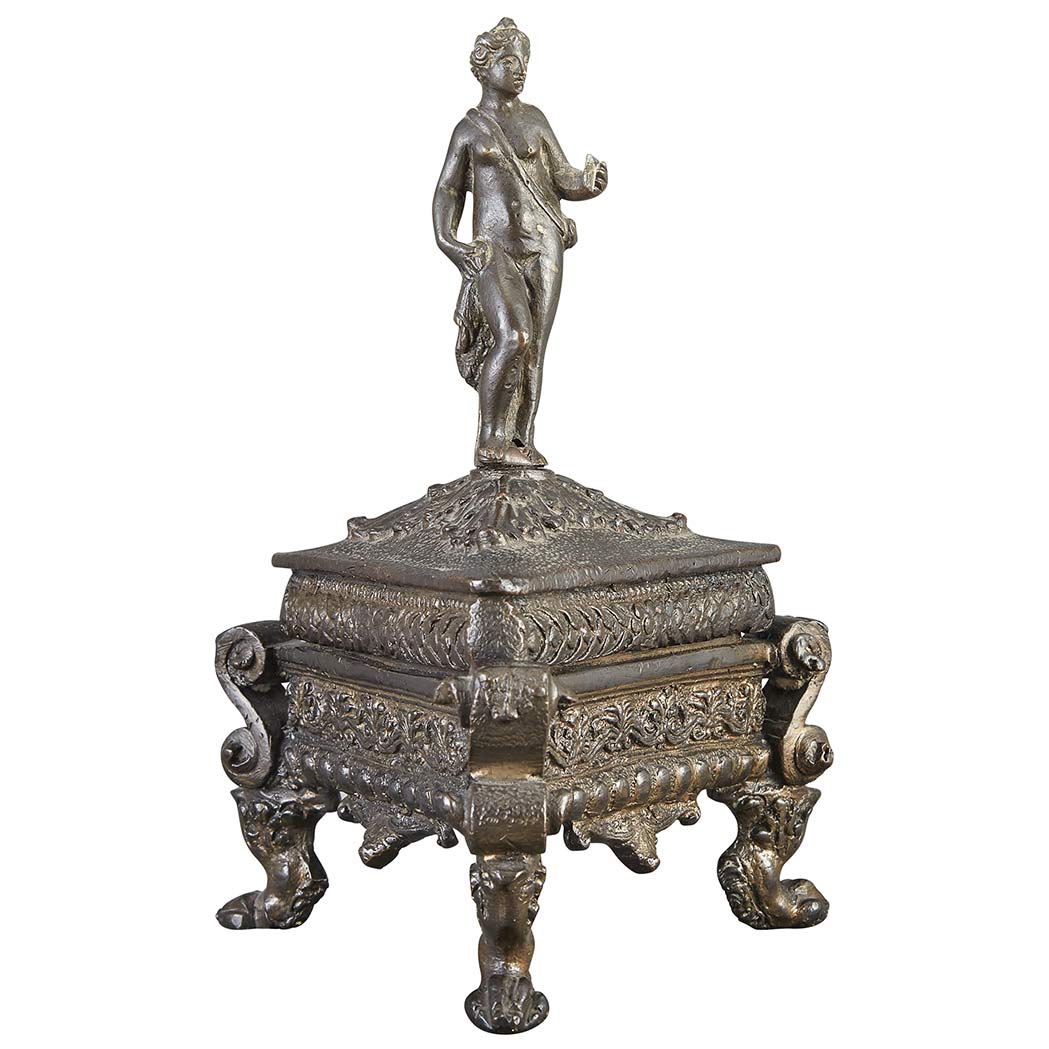 Appraisal: Italian Bronze Inkwell Possibly the workshop of Severo Calzetta da