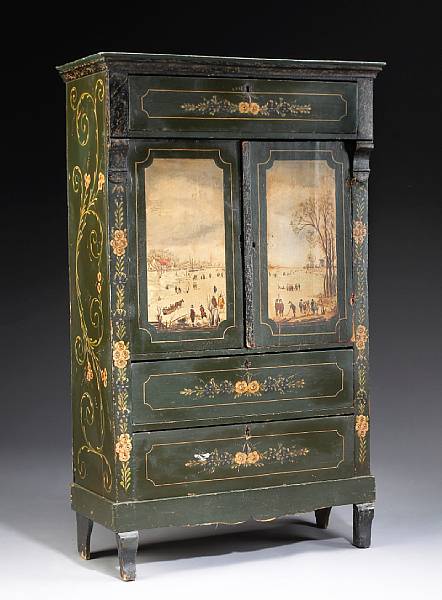 Appraisal: A Flemish polychrome decorated cabinet second quarter th century The