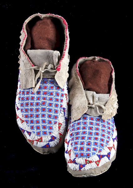 Appraisal: Sioux Native American Beaded Moccasins This is a pair of