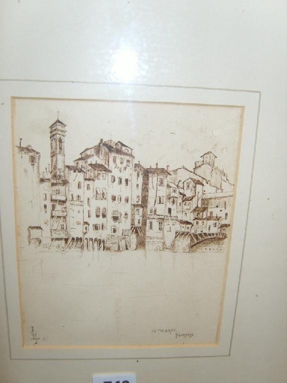 Appraisal: A late th century sepia ink drawing of a view